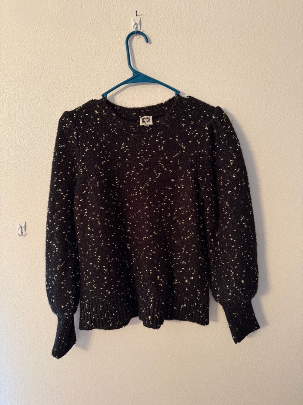 Anne Klein Black Crewneck Sweater with White Speckle